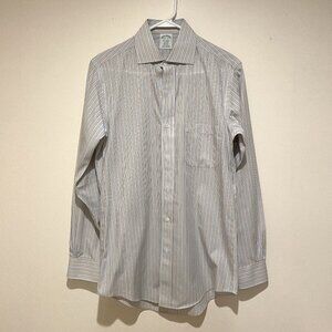 Brooks Brothers Blue & Yellow Striped Dress Shirt